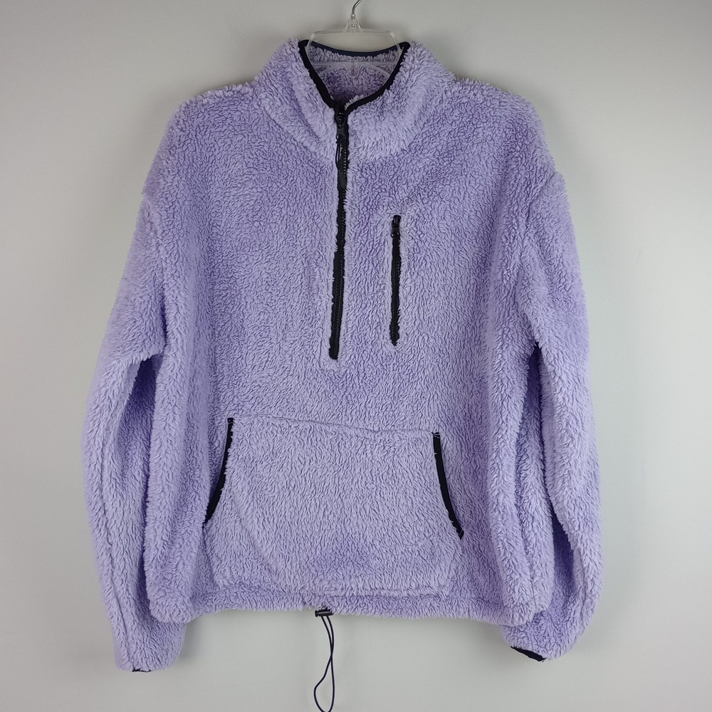 No Boundaries Womens XL Purple Sherpa Fleece Quarter Zip Pullover Sweatshirt